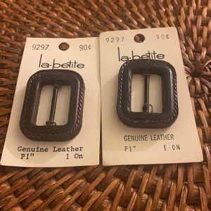 Vintage Belt Buckles Leather 1” - 2 included on cards Genuine Leather la petite